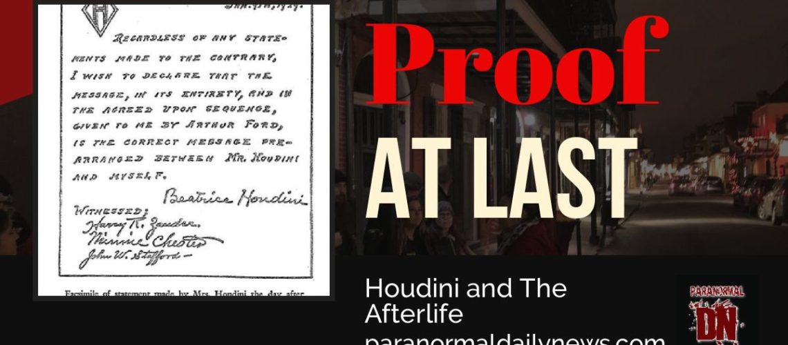 Harry Houdini and the afterlife, proof at last?